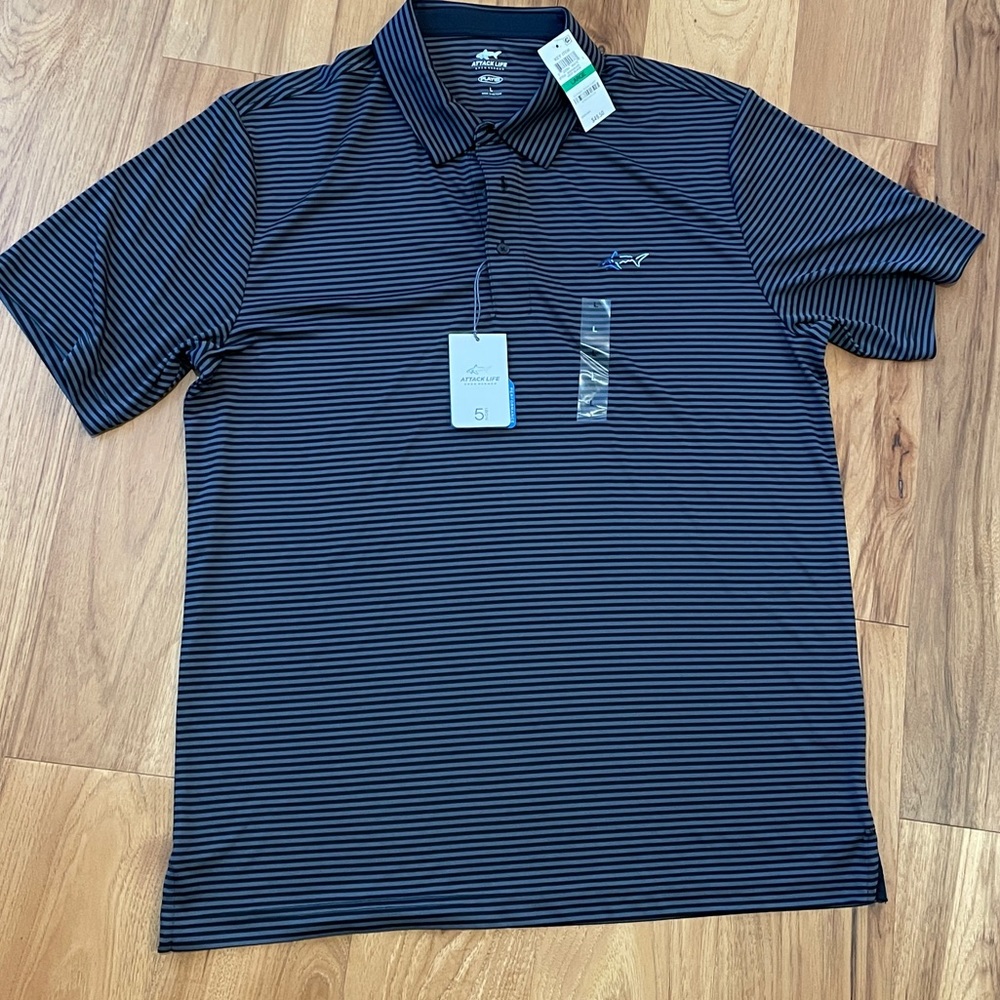 Grey and black Greg Norman collard dri-fit shirt